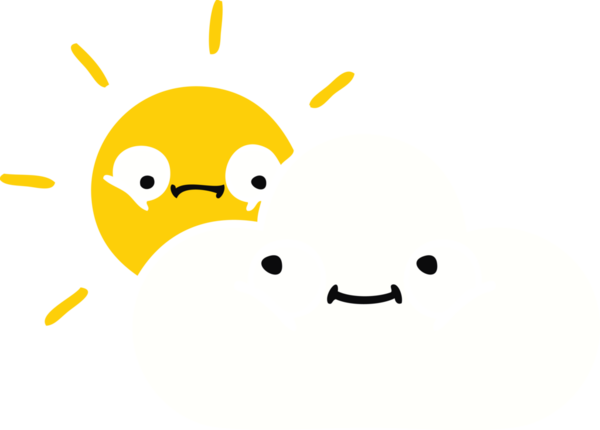 Bir insanın çizdiği gün ışığının ve bulutun düz rengi.