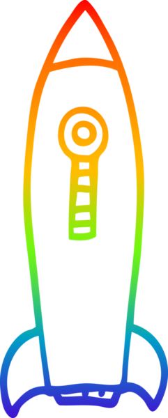 Bir insan tarafından çizilmiş bir uzay roketinin gökkuşağı gradyanı çizimi