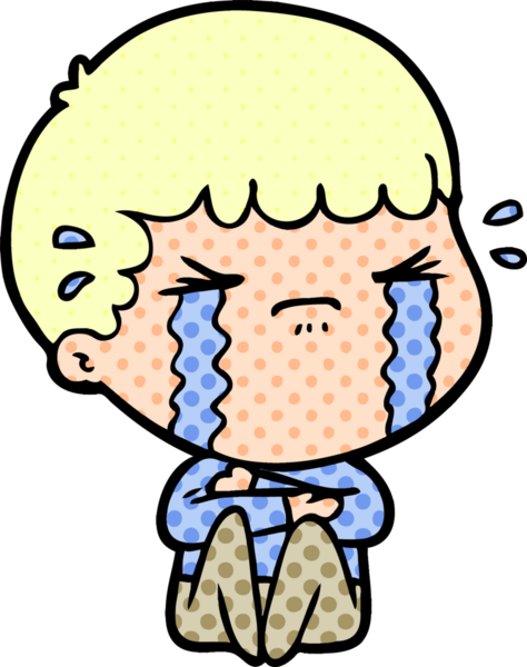 Bir insan tarafından çizilmiş ağlayan çizgi film adamı.