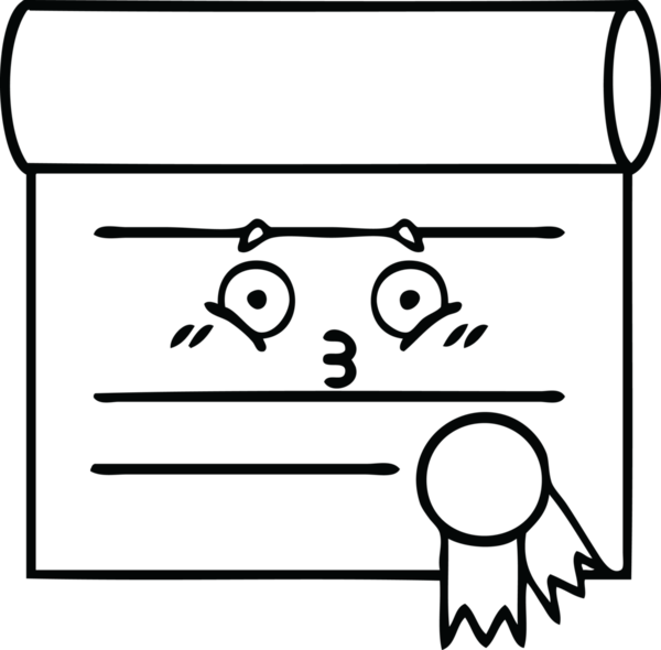 Bir insan tarafından çizilmiş bir sertifikanın çizgi çizimi