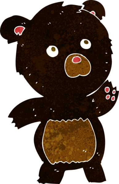 Bir insan tarafından çizilmiş meraklı kara ayı çizgi filmi.