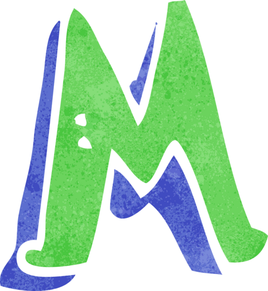 Bir insan tarafından çizilmiş M harfi.