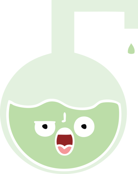 Bir insan tarafından çizilmiş bir bilim deneyinin düz renkli retro karikatürü