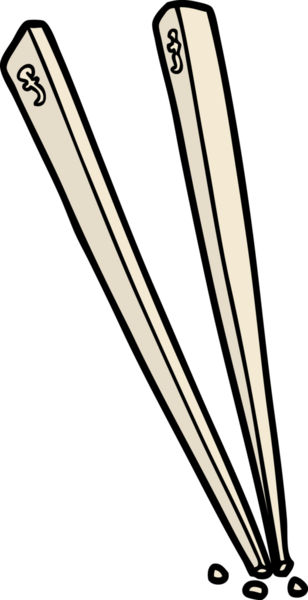 Bir insan tarafından çizilmiş yemek çubukları.