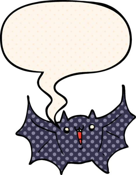 Çizgi roman tarzında konuşan mutlu vampir yarasa bir insan tarafından çizilmiş.
