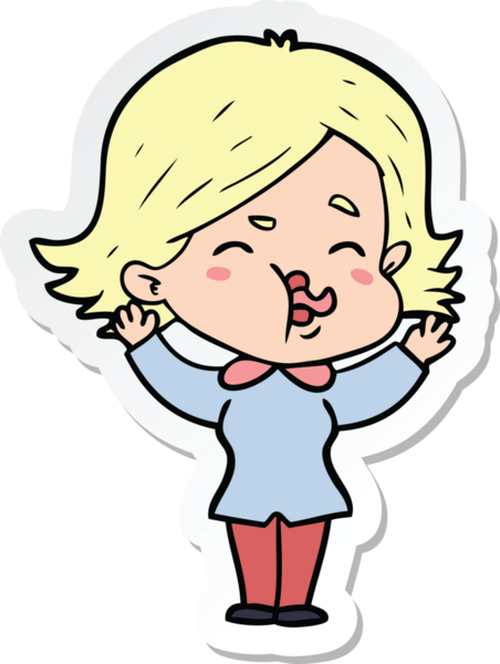 Bir insan tarafından çizilmiş bir karikatür kızının çıkartması.