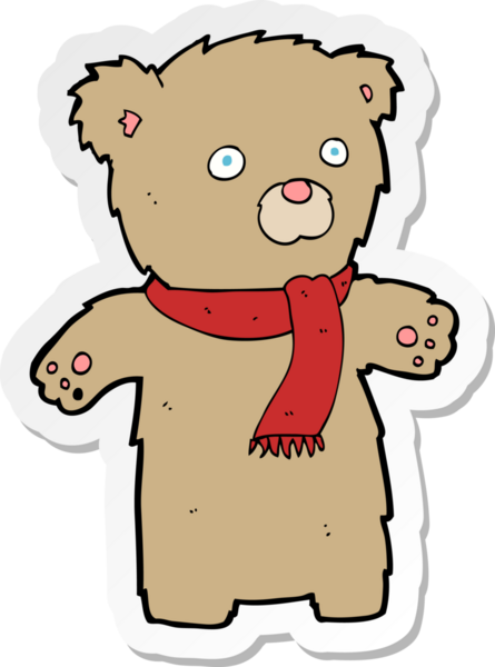 Bir insan tarafından çizilmiş oyuncak ayının çıkartması.