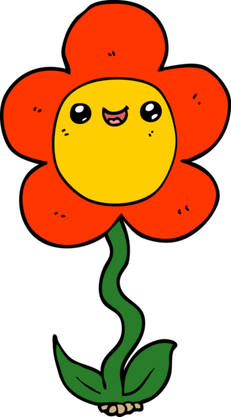 Bir insan tarafından çizilmiş karikatür çiçeği