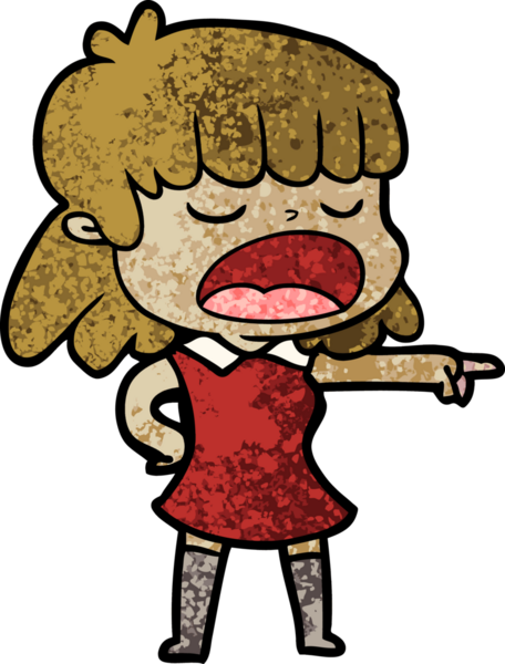 Çizgi filmdeki kadın bir insan tarafından yüksek sesle çizilmiş.