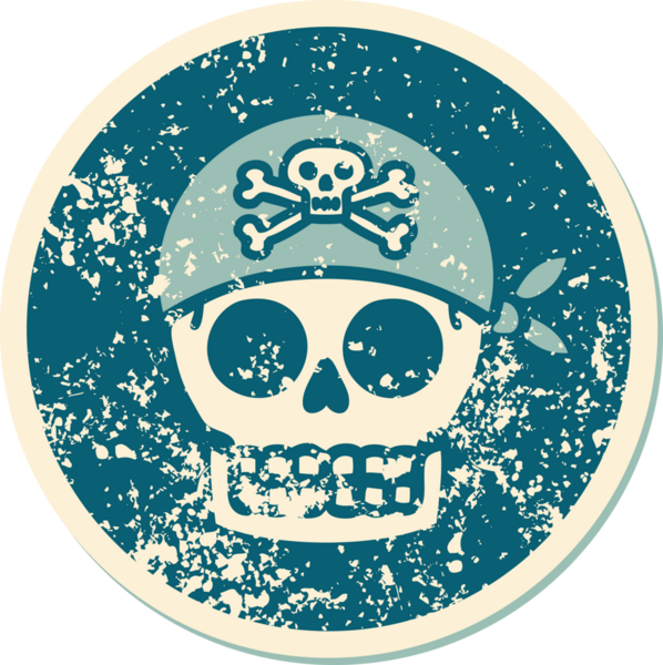 Bir insan tarafından çizilmiş korsan kafatasının sembolik dövmesi.