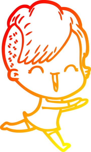 Bir insan tarafından çizilen mutlu bir hipster kızın çizgi çizimi.