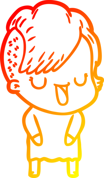 Hipster saç kesimi bir insan tarafından çizilmiş güzel bir çizgi film kızı çizimi.