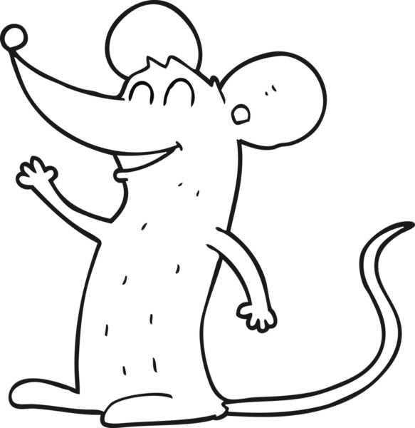 Bir insan tarafından çizilmiş siyah beyaz çizgi film faresi