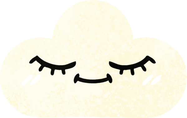 Bir insan tarafından çizilmiş beyaz bir bulutun retro çizim tarzı karikatürü