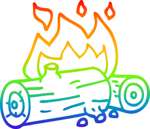 gökkuşağı gradyan çizgi çizimi bir insan tarafından çizilmiş yanan kütükler