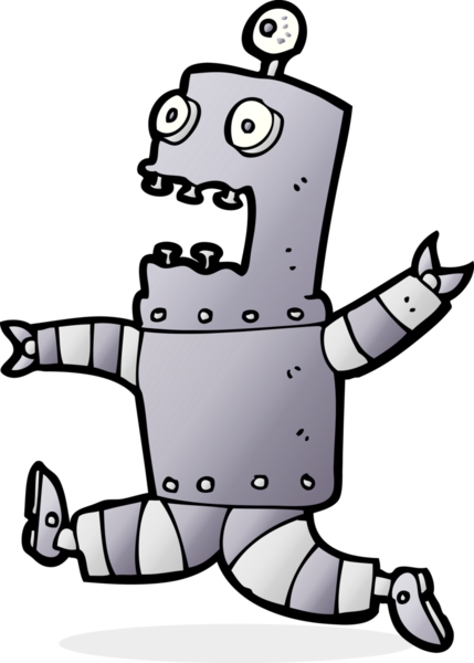 Bir insan tarafından çizilmiş korku dolu bir robot.