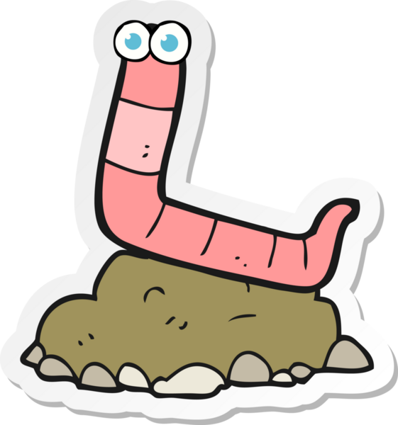 Bir insan tarafından çizilmiş bir karikatür solucanı çıkartması.