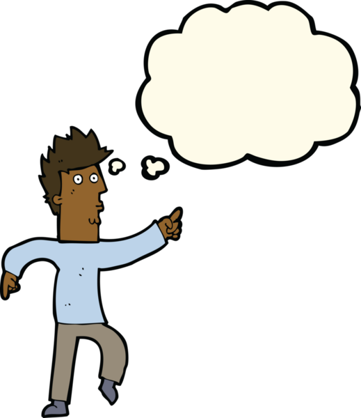 Bir insan tarafından çizilmiş düşünce kabarcığını gösteren endişeli bir çizgi film.