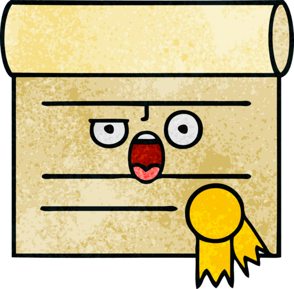 Bir insan tarafından çizilmiş sertifikanın grunge desen karikatürü