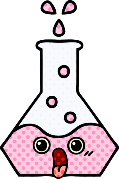 Bir insan tarafından çizilmiş bir bilim şişesi karikatürü.