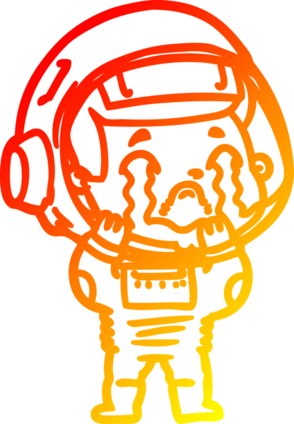 Bir insan tarafından çizilmiş, ağlayan bir astronotun sıcak çizgi çizimi