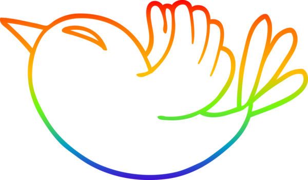 gökkuşağı gradyan çizgi çizimi bir insan tarafından çizilmiş kırmızı kuş