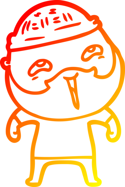 Bir insan tarafından çizilmiş mutlu sakallı bir adamın çizgi çizimi.