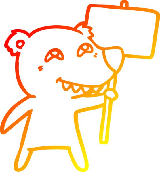 Bir insan tarafından çizilmiş dişleri gösteren bir kutup ayısının sıcak çizgi çizimi