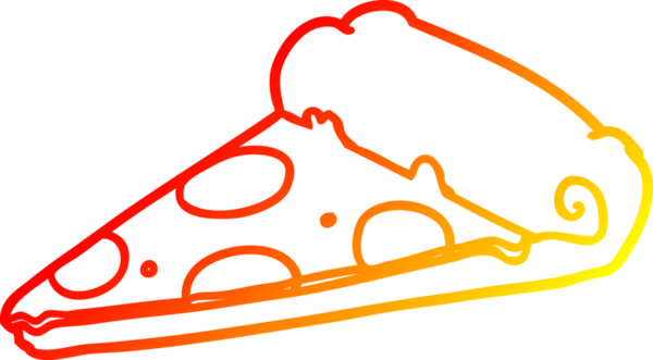 Bir insan tarafından çizilmiş bir dilim pizzanın sıcak gradyan çizimi