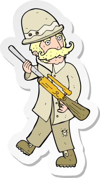 Bir insan tarafından çizilmiş büyük bir oyun avcısının çıkartması.