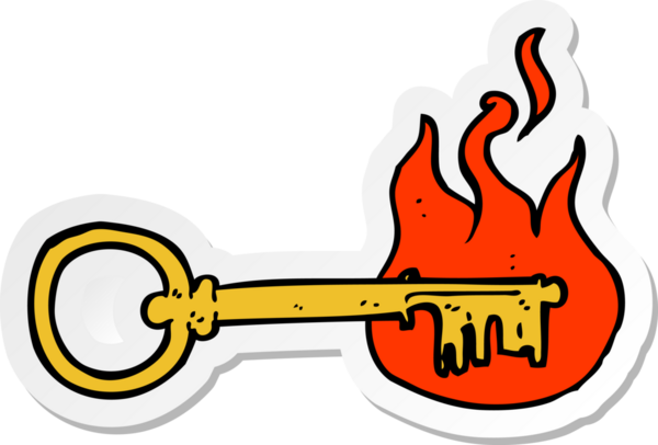 Bir insan tarafından çizilmiş çizgi film anahtarının çıkartması.