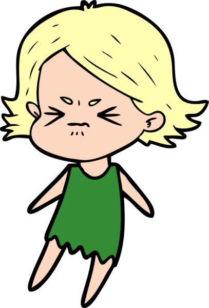 Bir insan tarafından çizilmiş kızgın bir kadın.