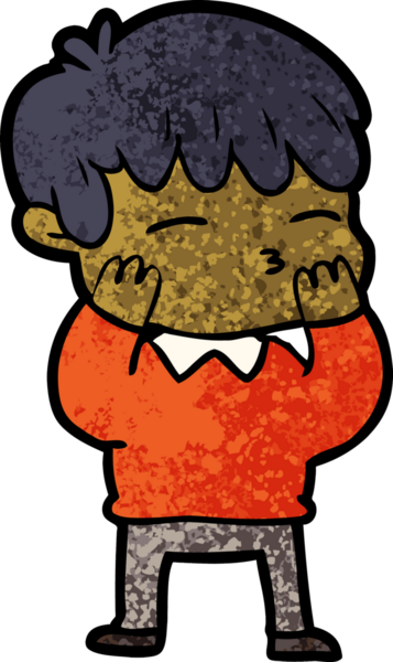 Bir insan tarafından çizilmiş meraklı bir çocuk.