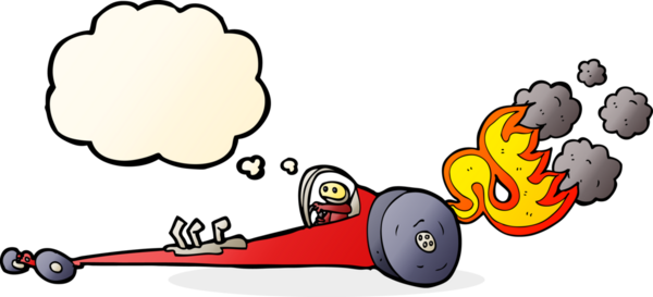 Bir insan tarafından çizilmiş düşünce balonlu çizgi film yarışçısı.