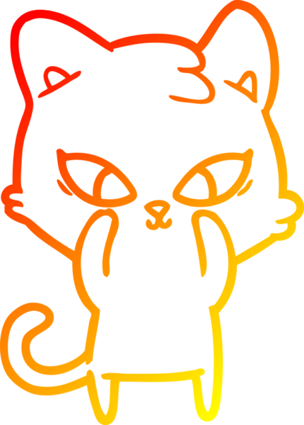 Bir insan tarafından çizilmiş sevimli bir çizgi film kedisinin sıcak çizgi çizgisi.