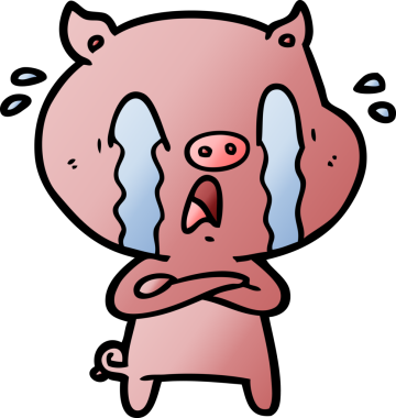 Bir insan tarafından çizilmiş ağlayan domuz çizgi filmi.
