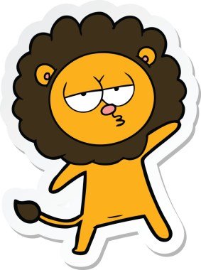 Bir insan tarafından çizilmiş yorgun bir aslanın çıkartması.