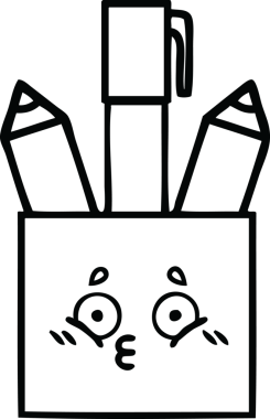 Bir insan tarafından çizilmiş kalem kabının çizgi çizimi