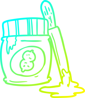 Bir insan tarafından çizilmiş fıstık ezmesi kavanozunun soğuk gradyan çizimi.