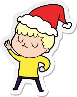 Bir insan tarafından çizilmiş Noel Baba şapkası giyen huysuz bir çocuğun el yazısı.