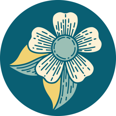 Bir insan tarafından çizilmiş bir çiçeğin ikonik dövme şekli