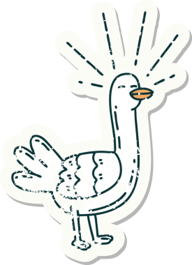 Bir insan tarafından çizilmiş dövme stili bir deniz kuşunun eski etiketi.