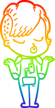 Gökkuşağı gradyan çizgi çizimi Bir insan tarafından çizilmiş güzel hippi kız