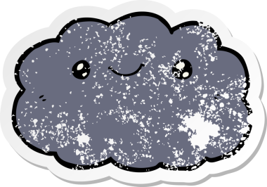 Bir insan tarafından çizilmiş karikatür bulutunun sıkıntılı çıkartması.