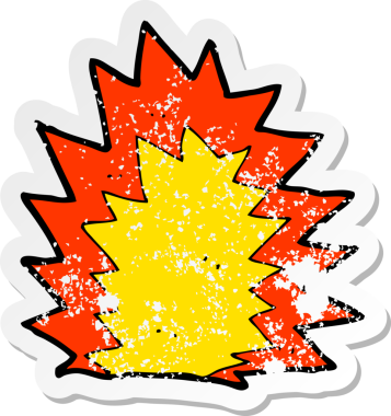 Bir insanın çizdiği karikatür patlamasının gerilimli retro çıkartması.