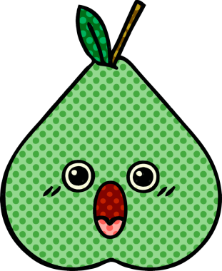 bir insan tarafından çizilmiş yeşil bir armut çizgi romanı