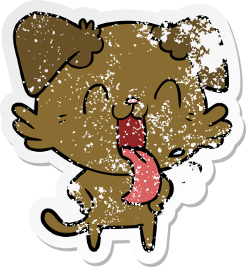 Bir insan tarafından çizilmiş, nefes nefese kalmış bir köpeğin sıkıntılı çıkartması.