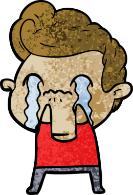 Bir insan tarafından çizilmiş ağlayan çizgi film adamı.