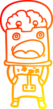 Bir insan tarafından çizilen çizgi film robotunun sıcak çizgi çizimi