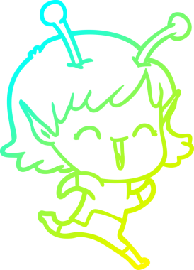 Soğuk gradyan çizgisi, bir insan tarafından çizilmiş gülen uzaylı bir kızın çizimi.